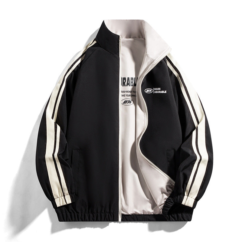 Cardigan décontracté à col montant pour homme, veste double face