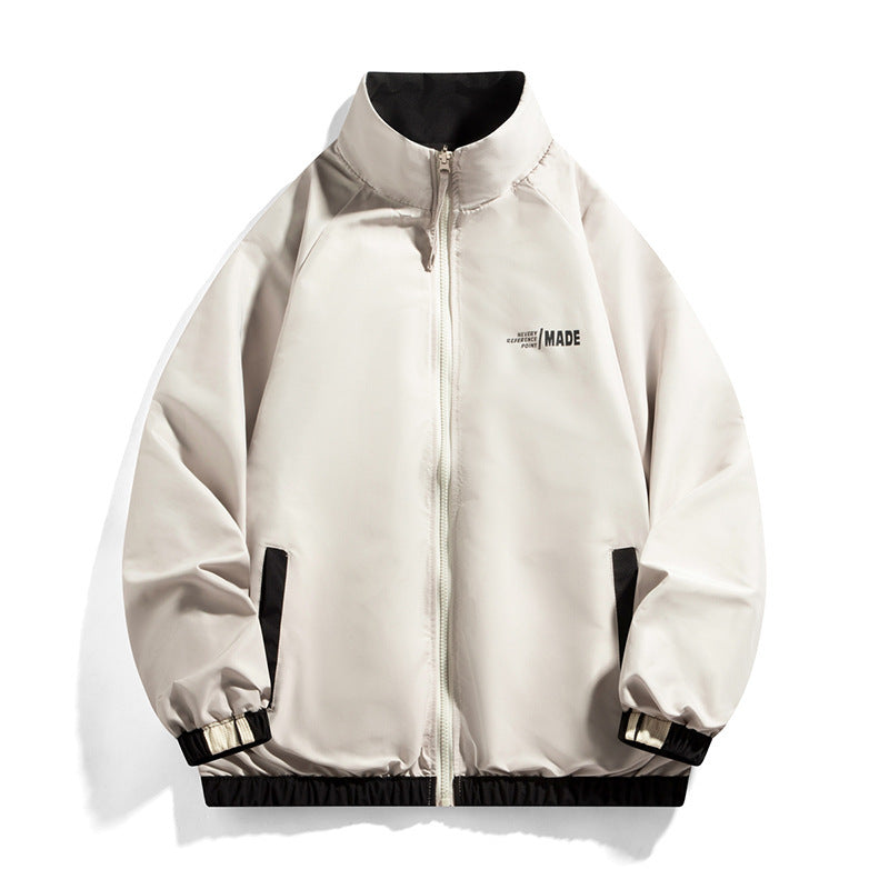 Cardigan décontracté à col montant pour homme, veste double face