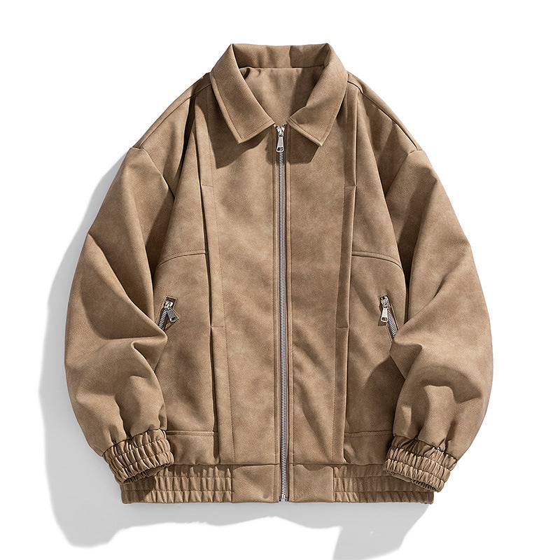 Veste de travail en cuir pour homme, printemps et automne