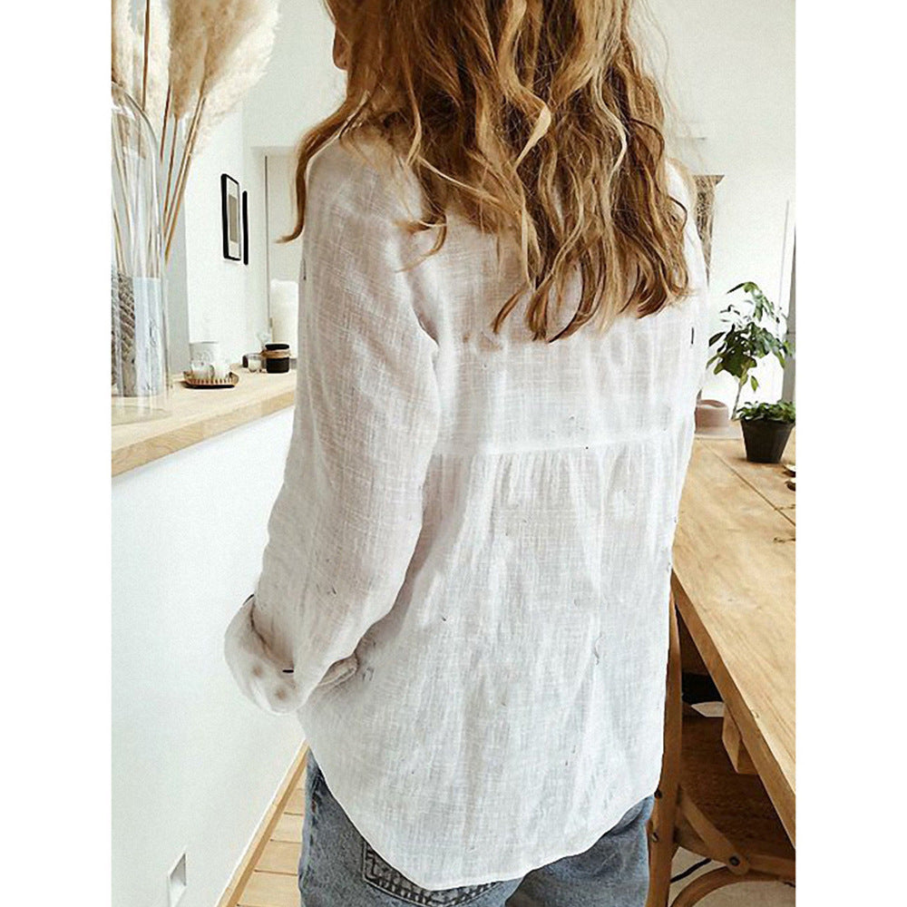 Chemise à manches longues et revers tendance, vêtements pour femmes