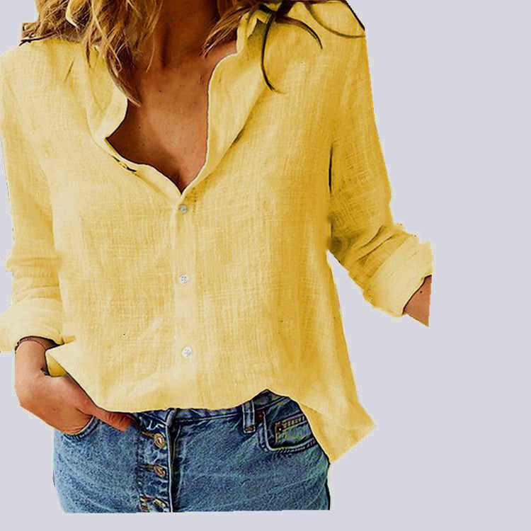 Chemise à manches longues et revers tendance, vêtements pour femmes