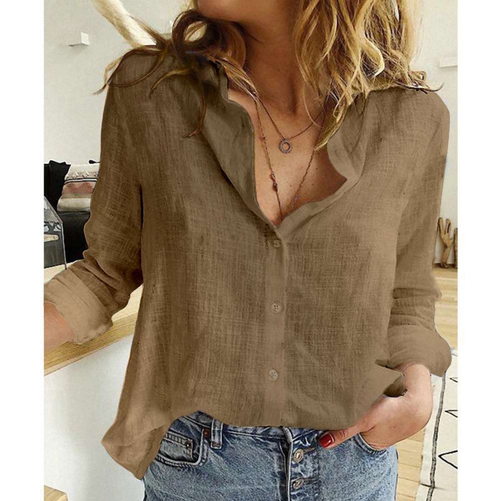 Chemise à manches longues et revers tendance, vêtements pour femmes