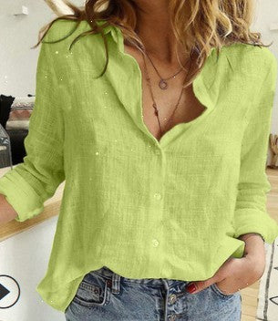 Chemise à manches longues et revers tendance, vêtements pour femmes