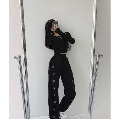 Pantalon taille haute à cordon de serrage New Love