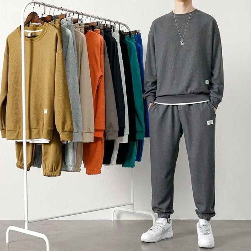 Pull à manches longues Pantalon Gaufré Loisirs Sports Étudiant