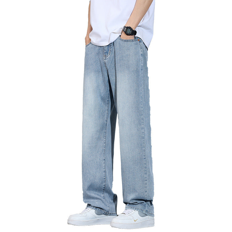 Pantalon large en soie glacée à coupe droite et décontractée