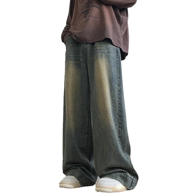 Jean droit pour homme, pantalon long décontracté à jambes larges