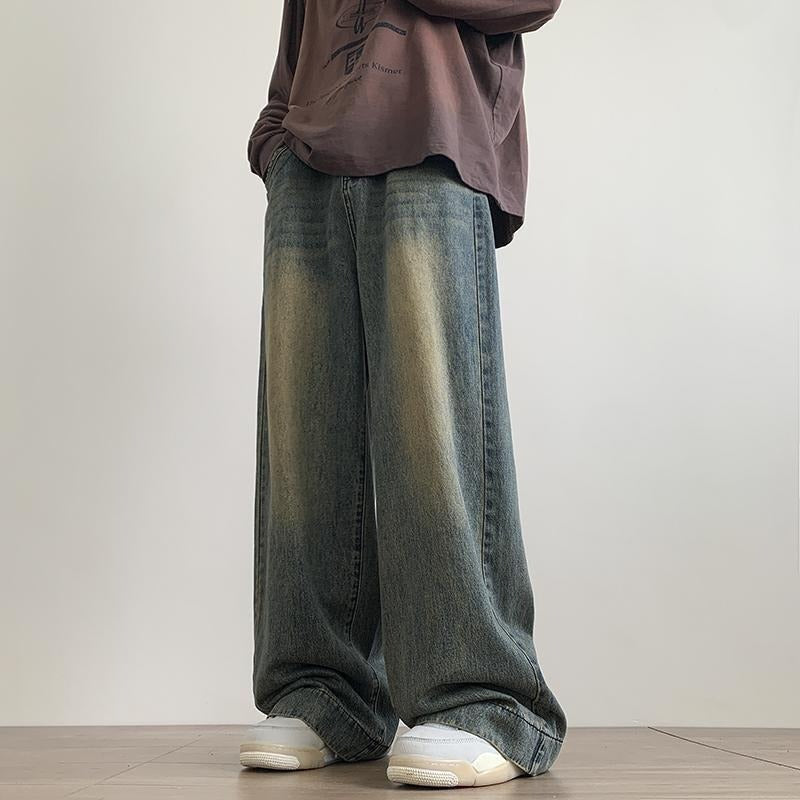 Jean droit pour homme, pantalon long décontracté à jambes larges