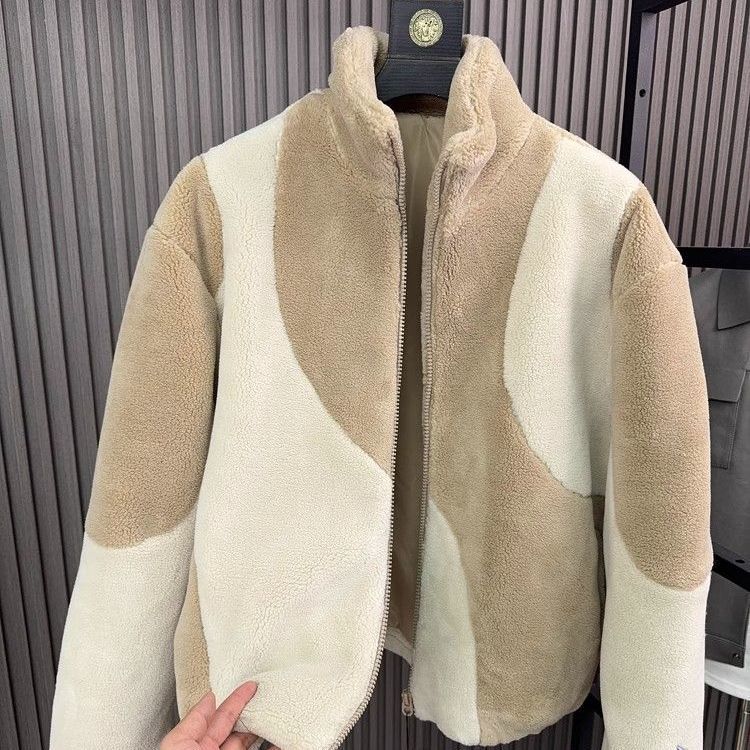 Manteau à col contrasté pour homme, mode automne-hiver