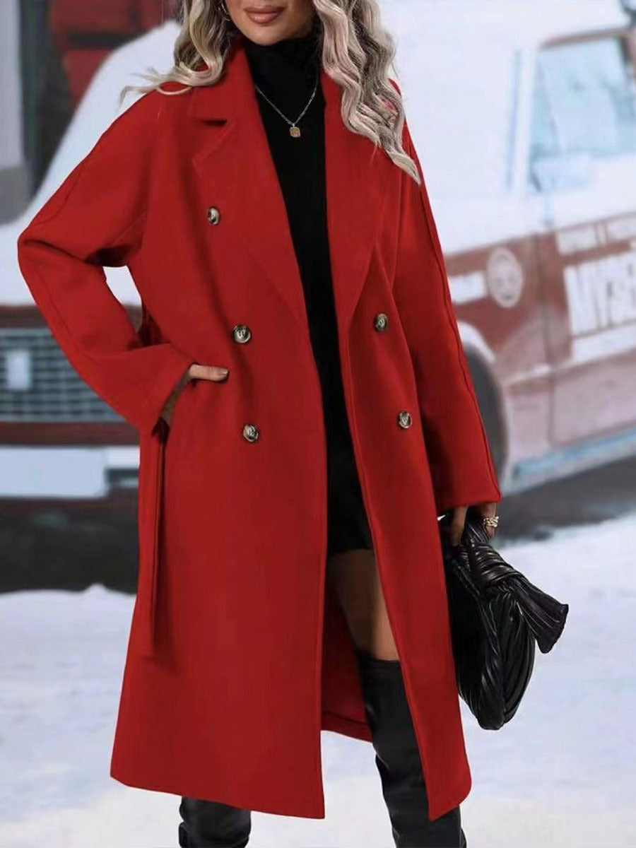 Trench-coat croisé à revers, vêtements d'extérieur pour femmes