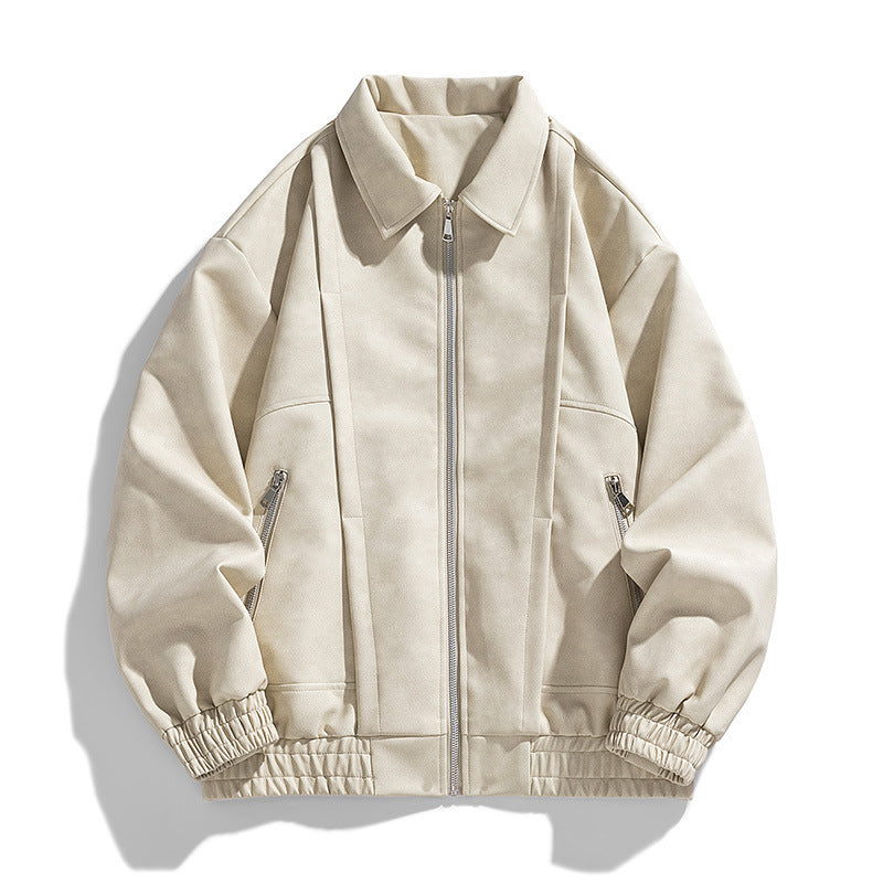 Veste de travail en cuir pour homme, printemps et automne