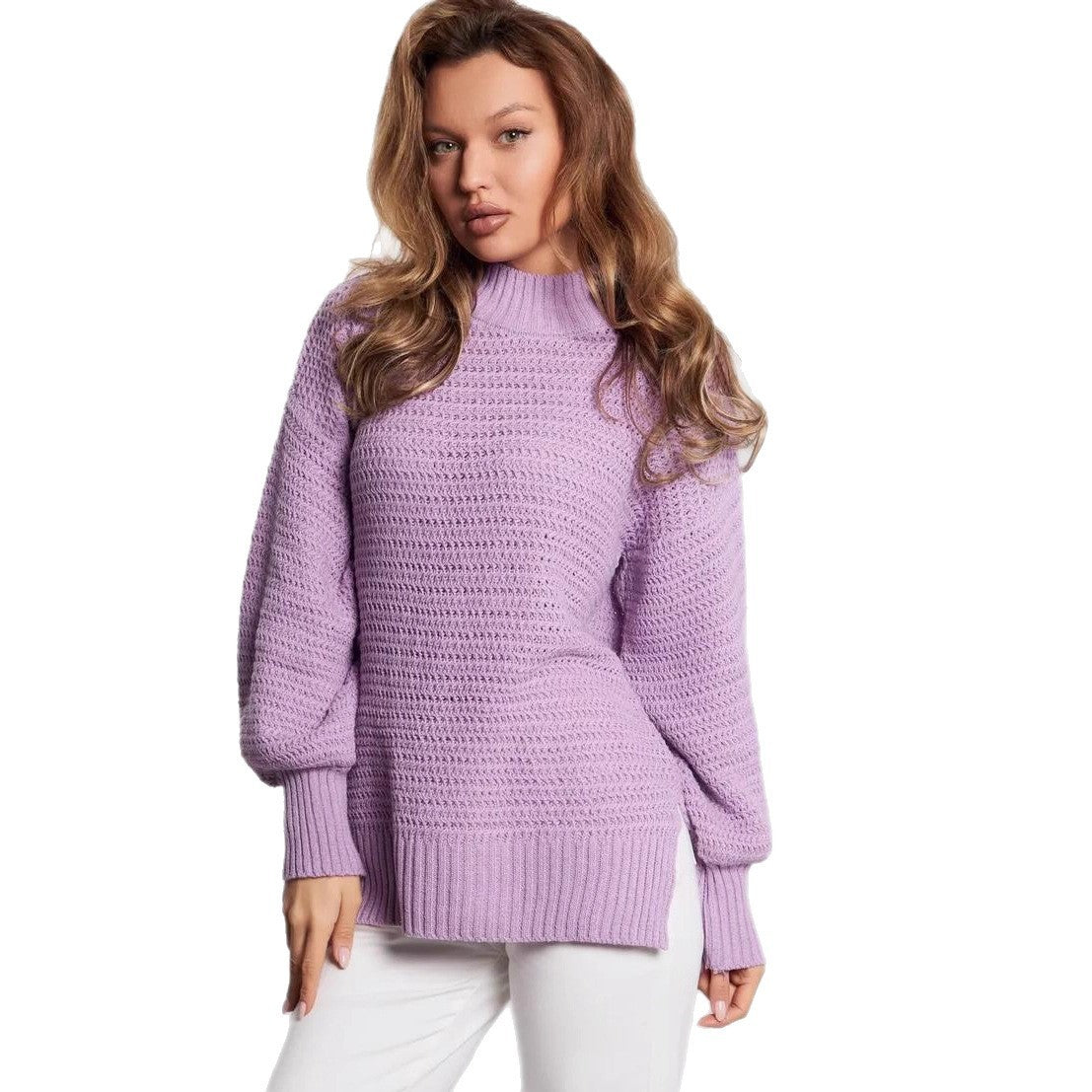 Pull à manches longues et bas fendu