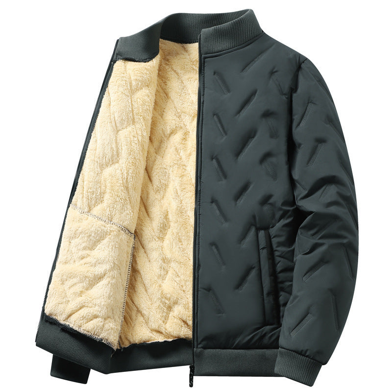 Vêtements en coton épais doublés de polaire à revers amples