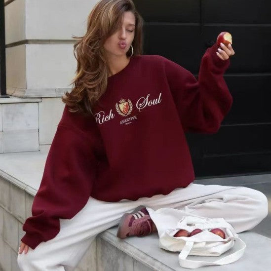 Pull col rond imprimé mode femme