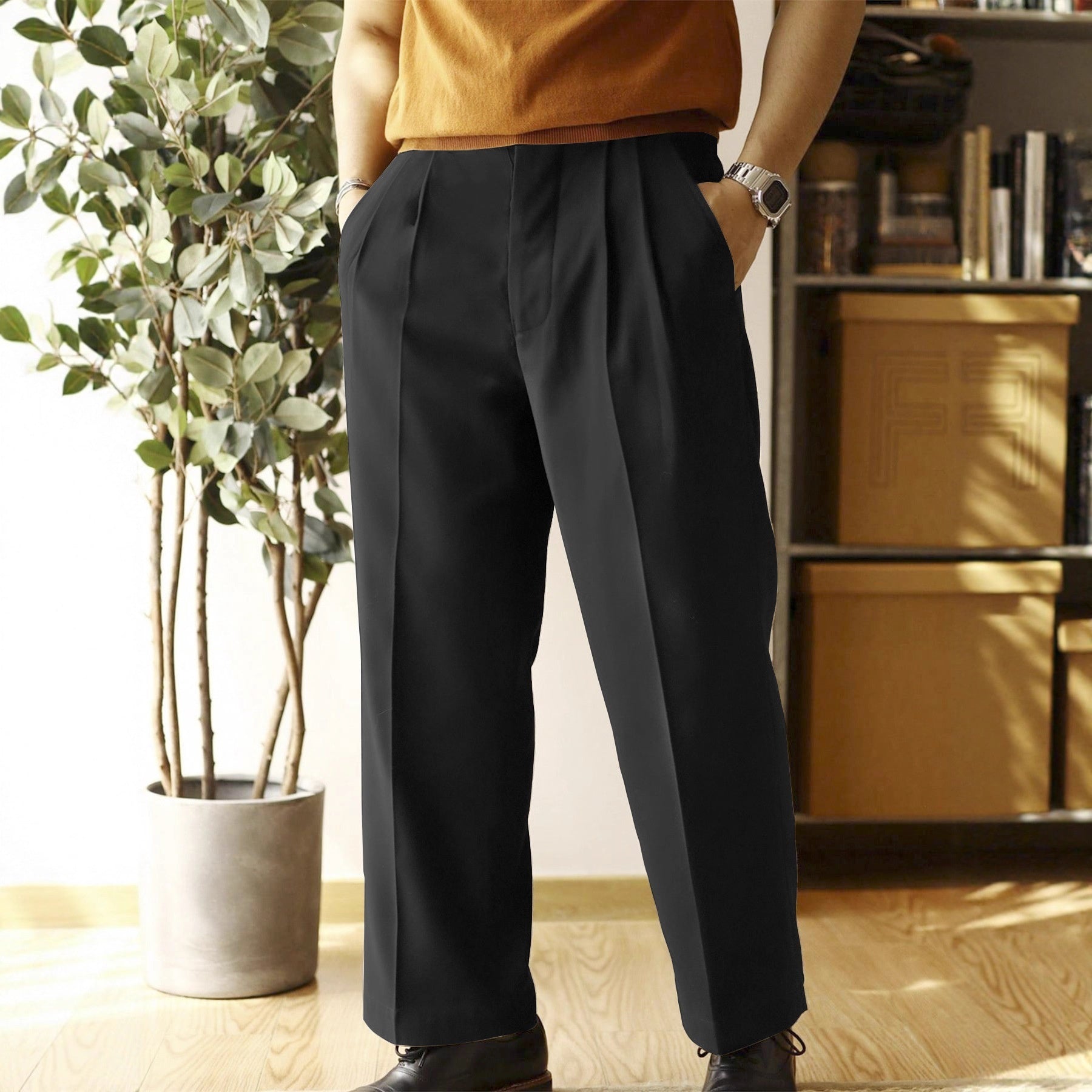 Pantalons décontractés pour hommes, coupe ample, coupe droite, jambes larges