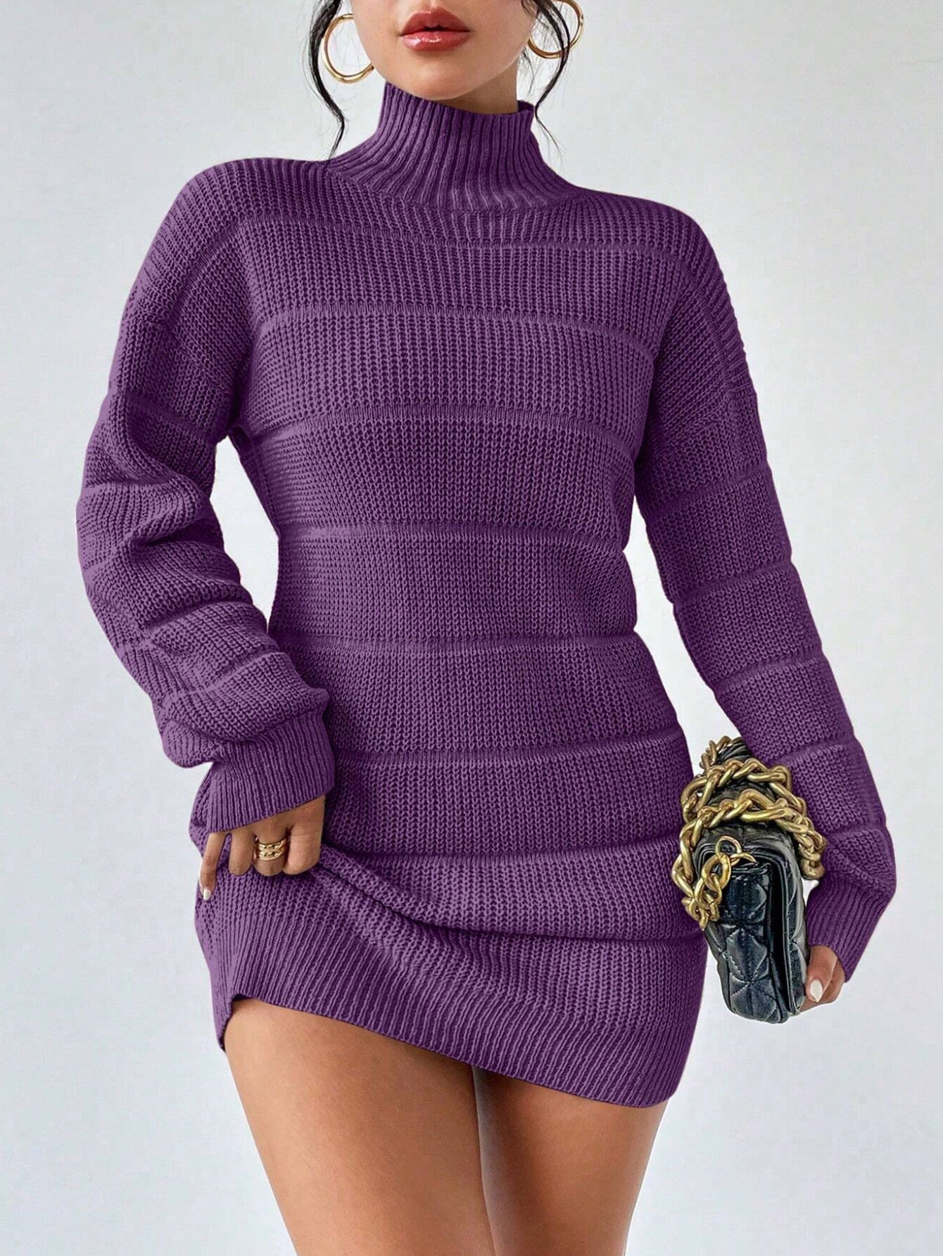 Robe en tricot à col mi-haut
