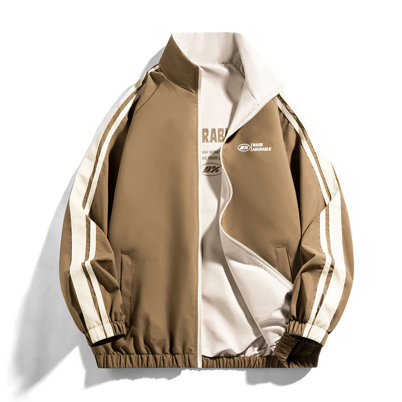 Cardigan décontracté à col montant pour homme, veste double face