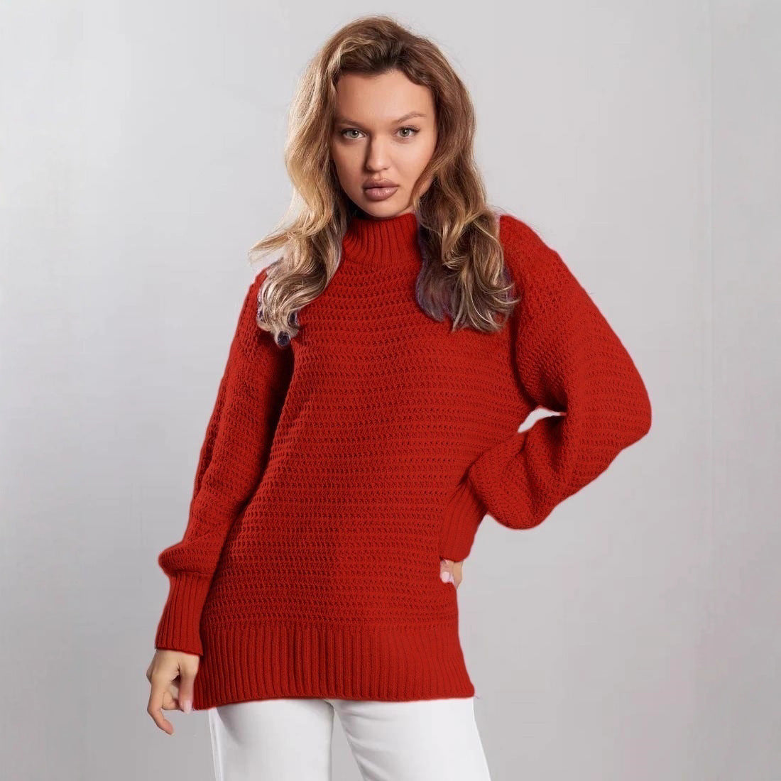 Pull à manches longues et bas fendu