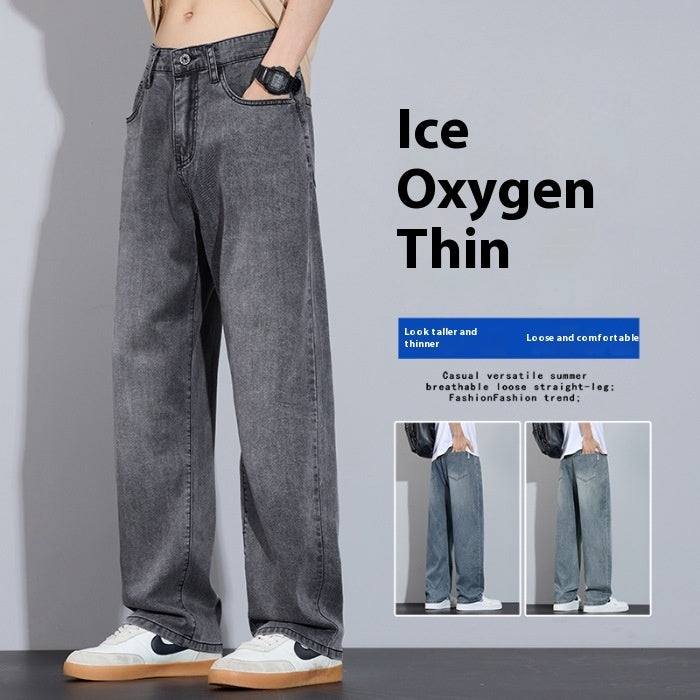 Pantalon large en soie glacée à coupe droite et décontractée