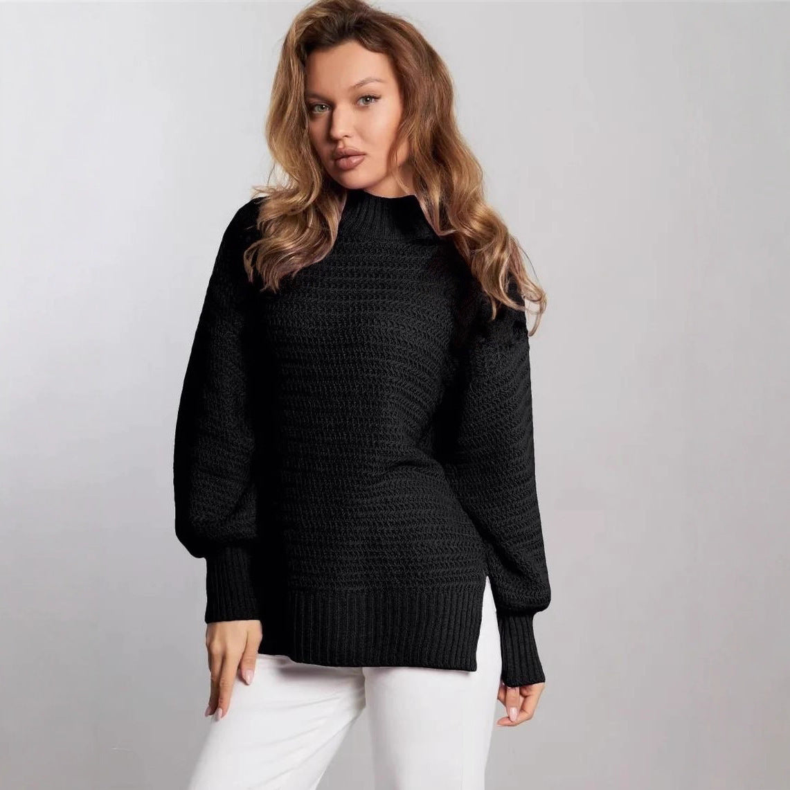 Pull à manches longues et bas fendu