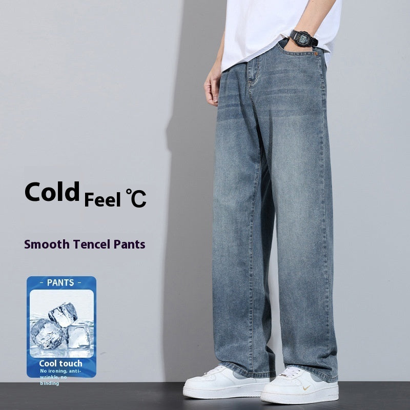 Pantalon large en soie glacée à coupe droite et décontractée