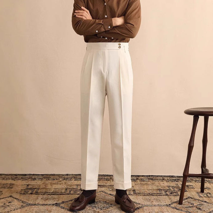 Pantalon droit taille haute pour homme