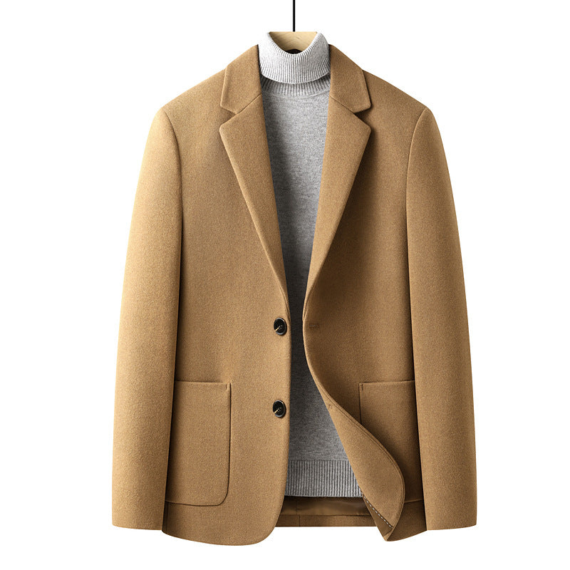 Solid Color Short Wool Woolen Men's Suit