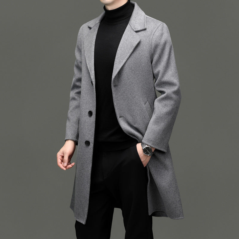 Manteau en laine décontracté long pour l'automne et l'hiver