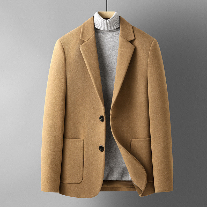 Solid Color Short Wool Woolen Men's Suit
