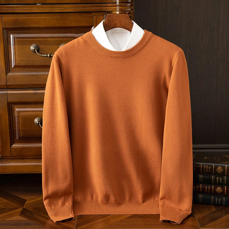 Pull en laine mérinos à col rond pour homme