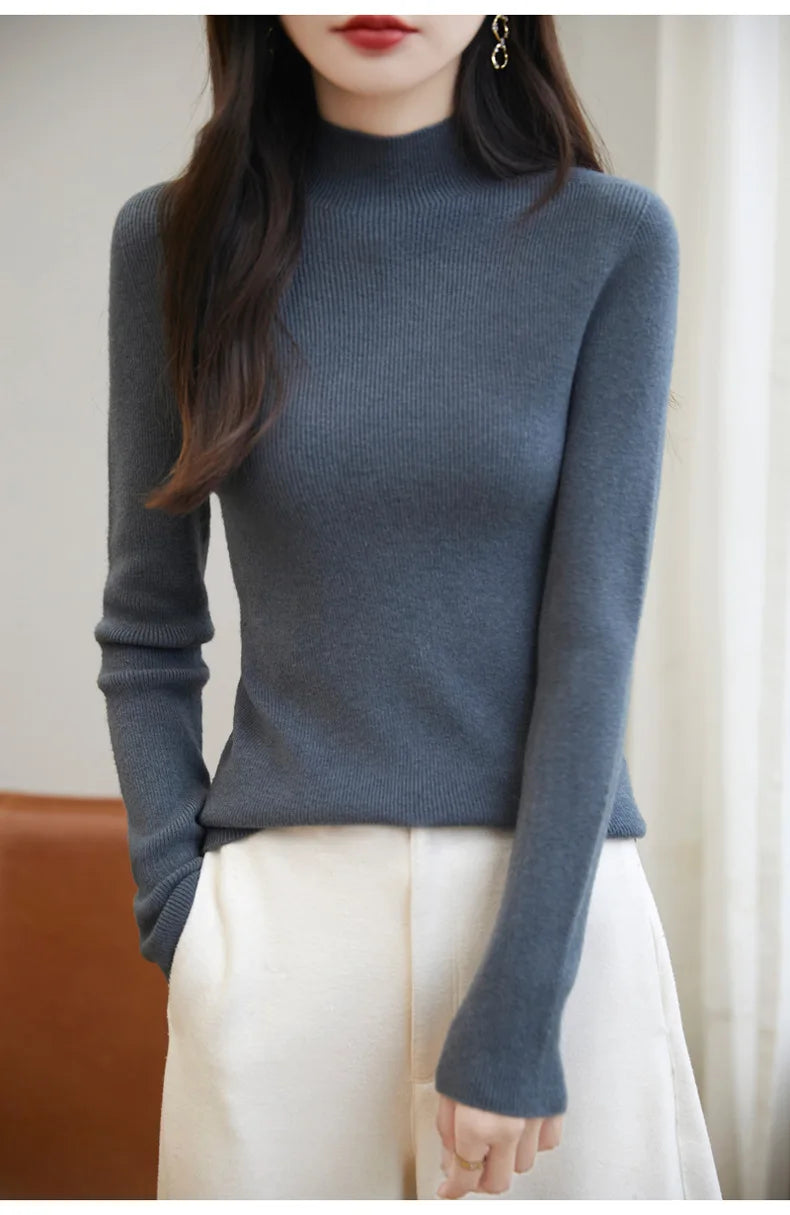 thickened seamless one-piece garment women's half-high collar