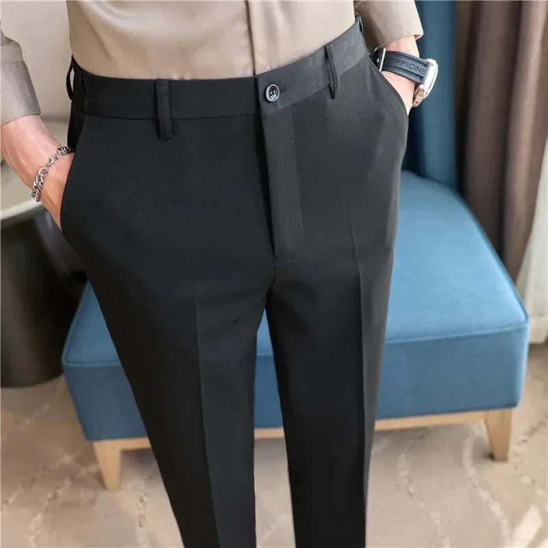 High End Elastic Waistband Suit Pants for Men