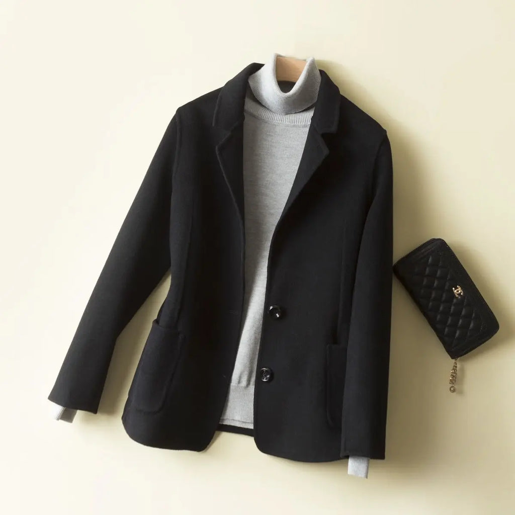 Manteau en laine femme court automne hiver polyvalent décontracté Petite