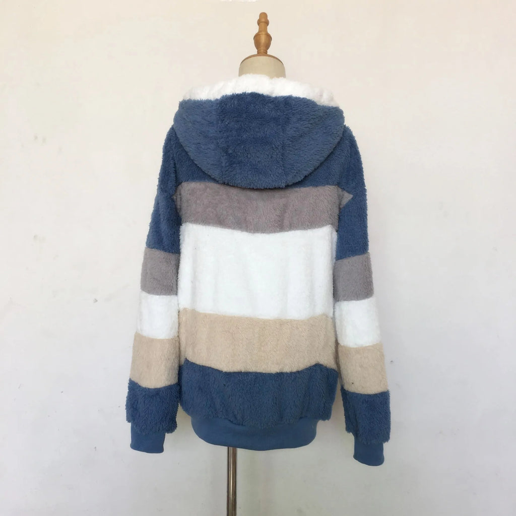 Veste surdimensionnée pour femmes, nouvelle collection automne-hiver 2023, chaud, peluche, poche, capuche, Streetwear, ample, manteau d'extérieur pour dames, Roupas Feminina