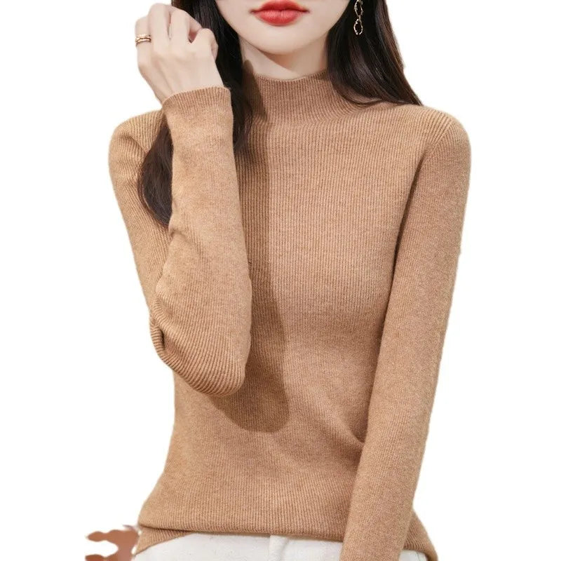 thickened seamless one-piece garment women's half-high collar