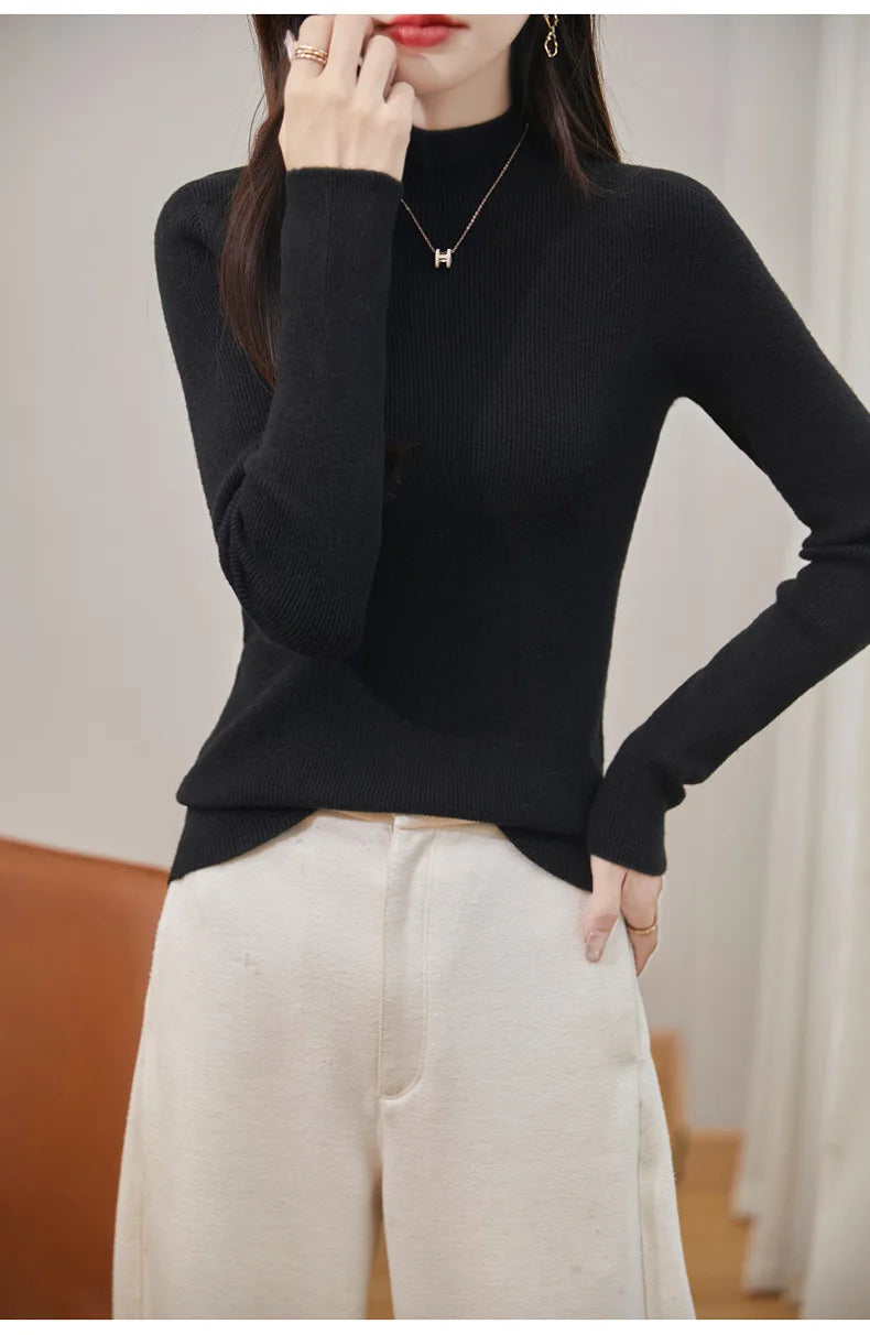 thickened seamless one-piece garment women's half-high collar