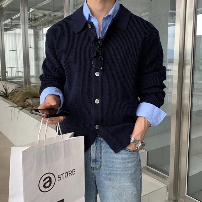 Coréen Streetwear pull zippé Cardigan hommes