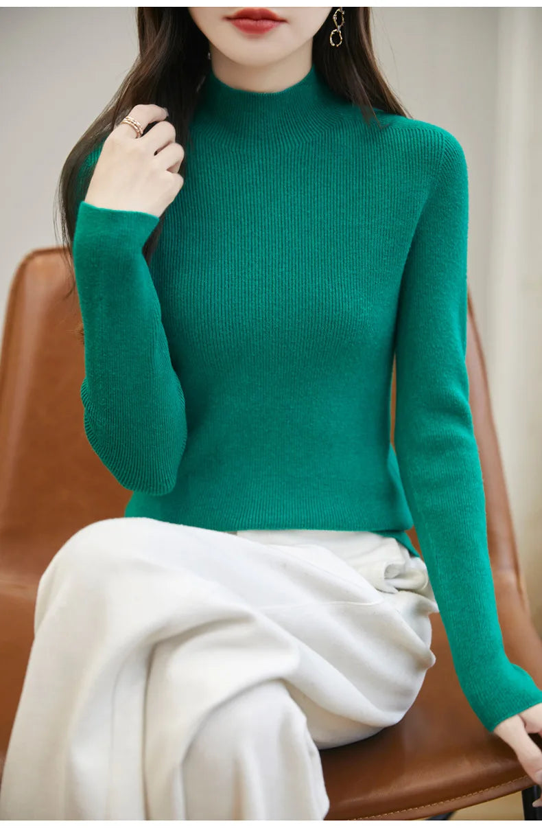 thickened seamless one-piece garment women's half-high collar