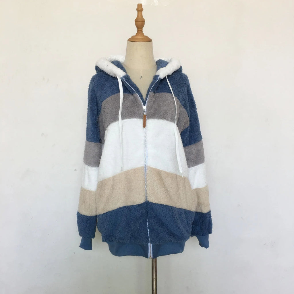 Veste surdimensionnée pour femmes, nouvelle collection automne-hiver 2023, chaud, peluche, poche, capuche, Streetwear, ample, manteau d'extérieur pour dames, Roupas Feminina