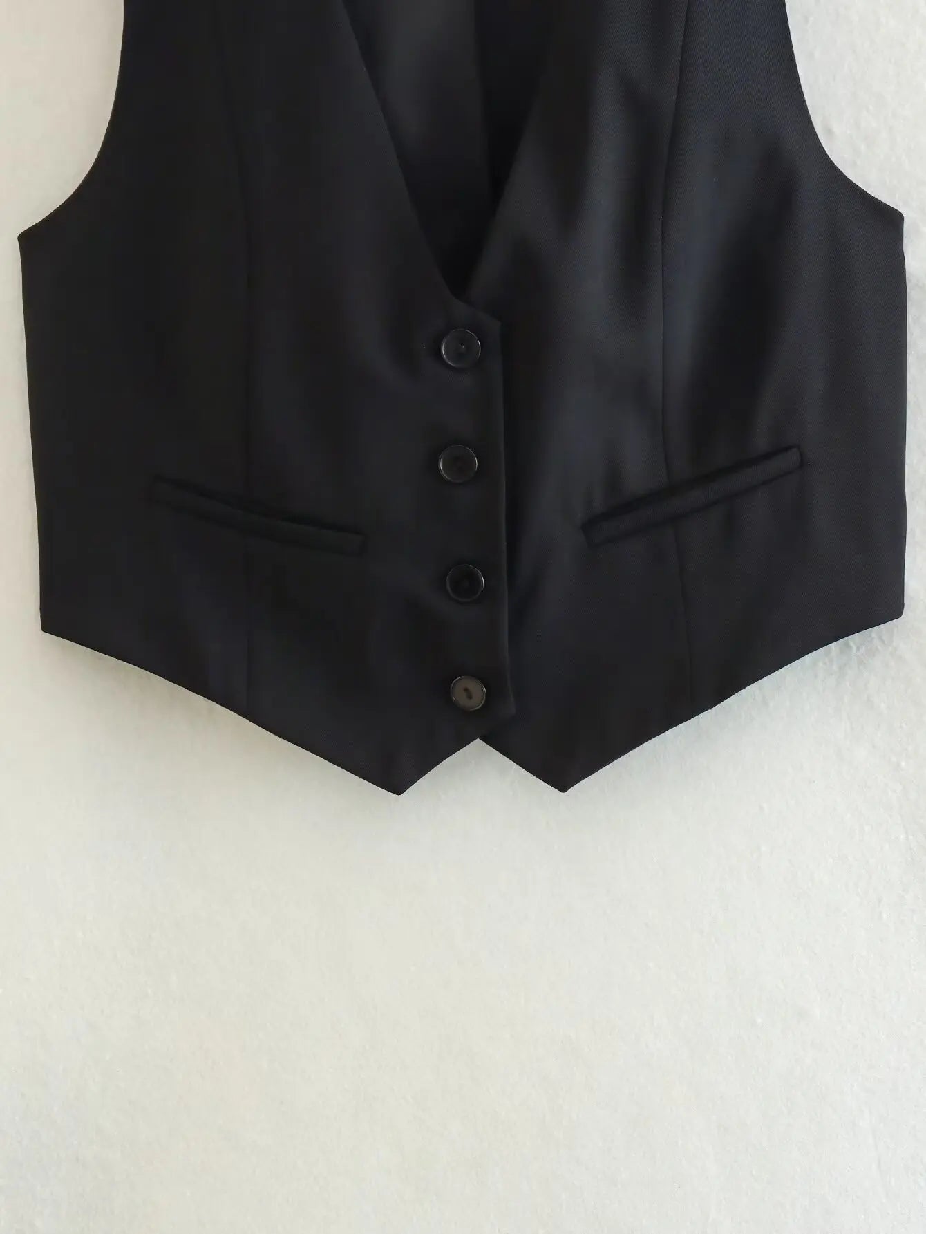 TRAFZA-Gilet Court pour Femme, Col en V, Simple Boutonnage, Vintage, Streetwear Décontracté, Haut Chic Sauvage, Nouvelle Mode, Été