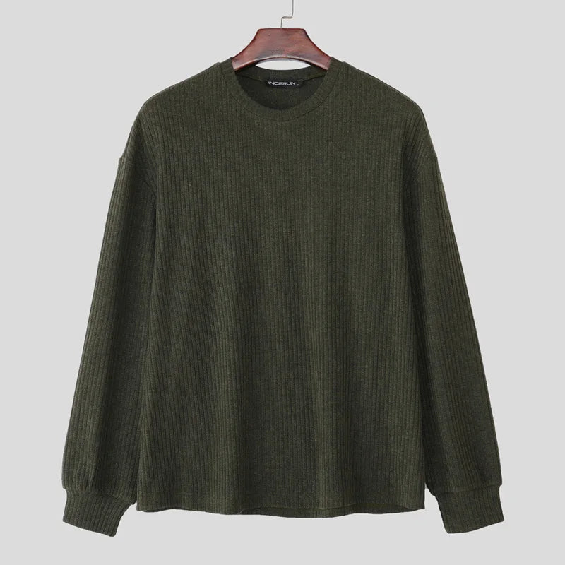 INCERUN hommes pull couleur unie tricoté