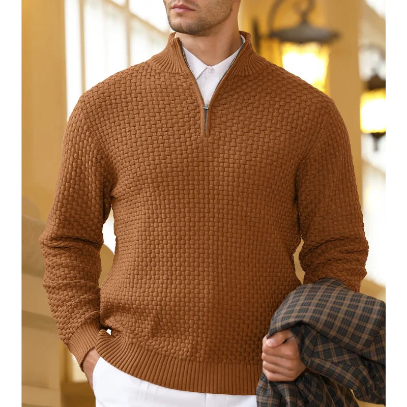 Pull chaud à fermeture éclair pour homme