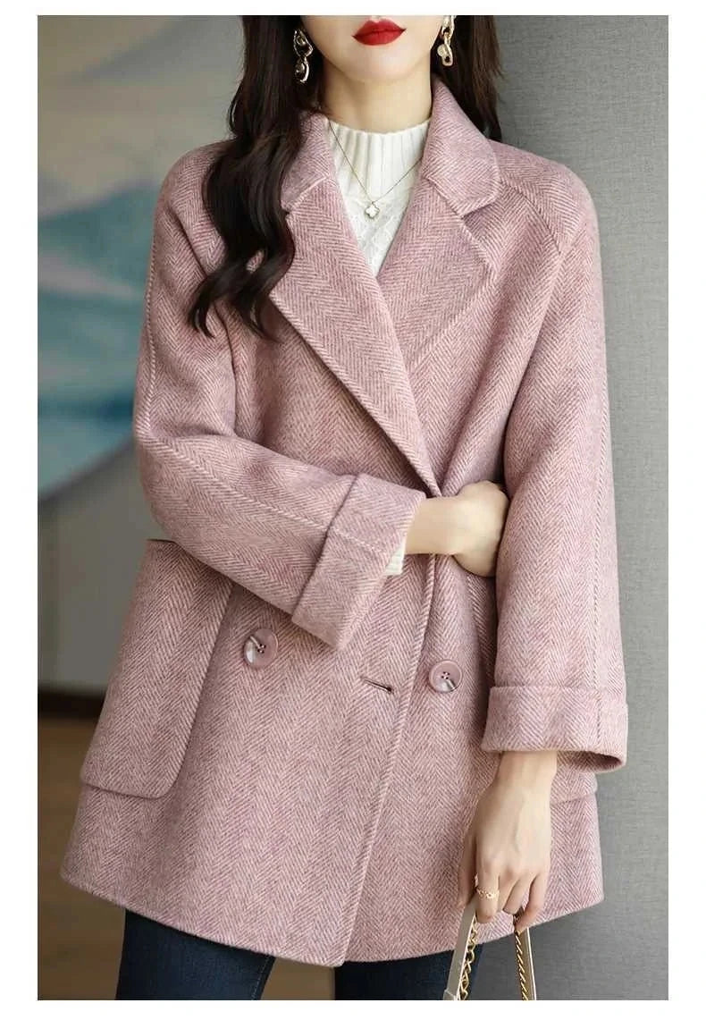 Veste en laine trempée pour femme, manteau décontracté mi-long,