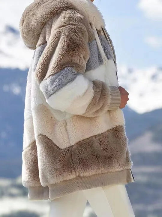 Veste surdimensionnée pour femmes, nouvelle collection automne-hiver 2023, chaud, peluche, poche, capuche, Streetwear, ample, manteau d'extérieur pour dames, Roupas Feminina