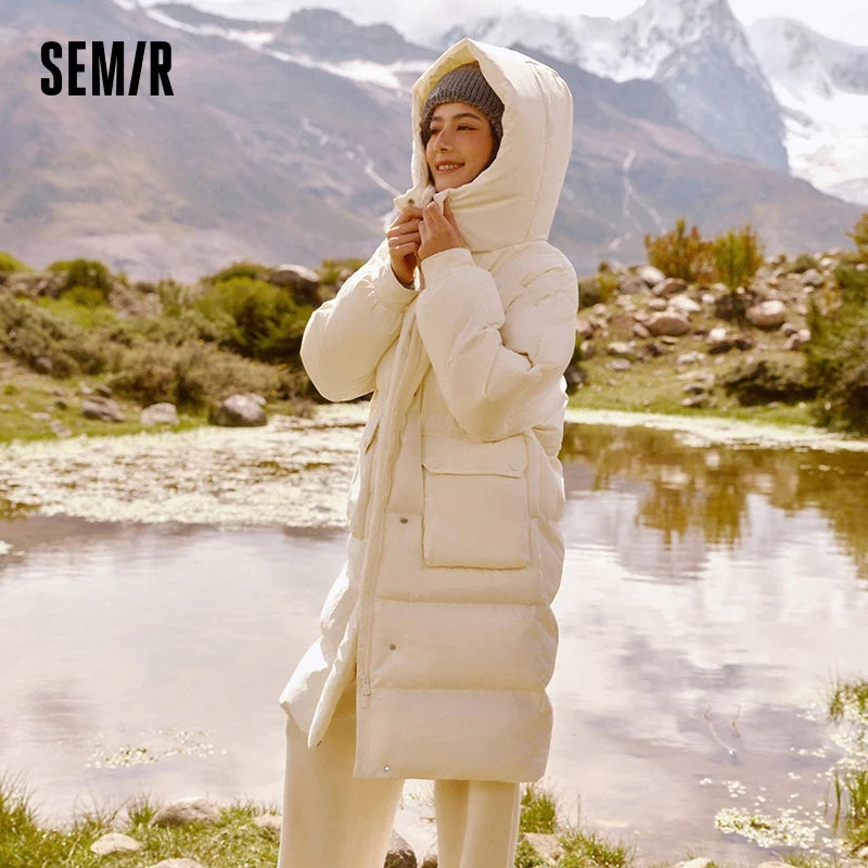 Semir vers le bas manteau femmes longue trois résistant coupe-vent chaud 2025 hiver nouvelle veste polyvalente à capuche ample