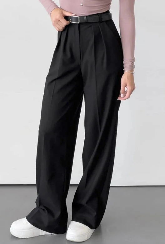 Gris trajet ample jambe large taille haute pantalon décontracté automne mode nouveau pantalon pour femme