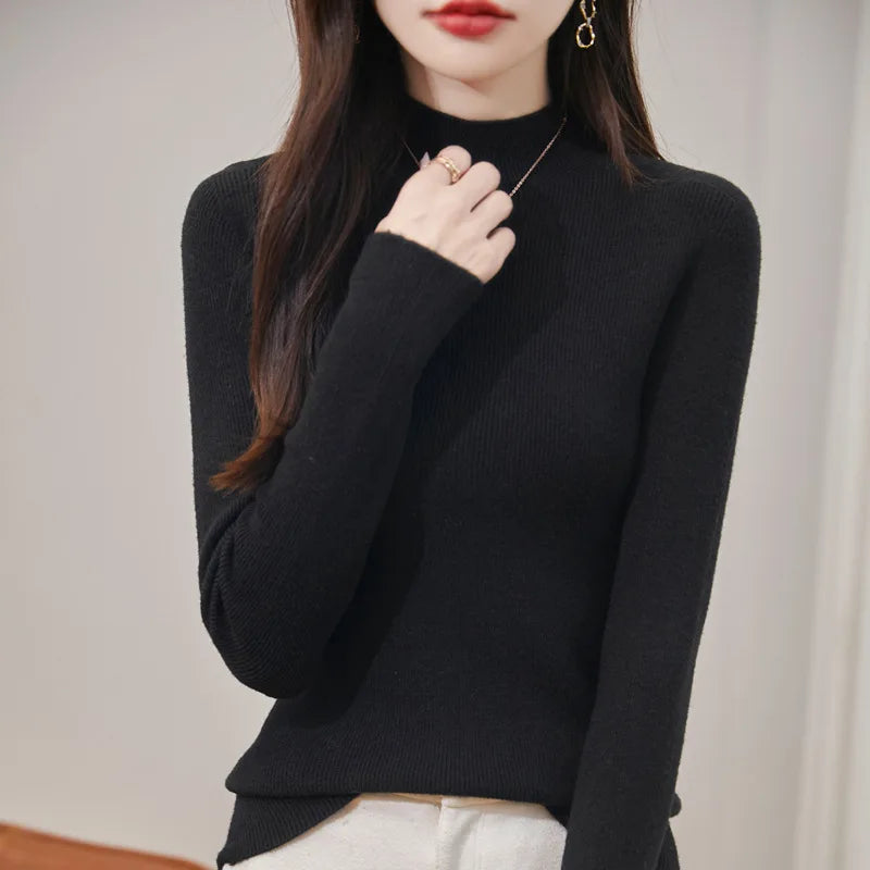 thickened seamless one-piece garment women's half-high collar