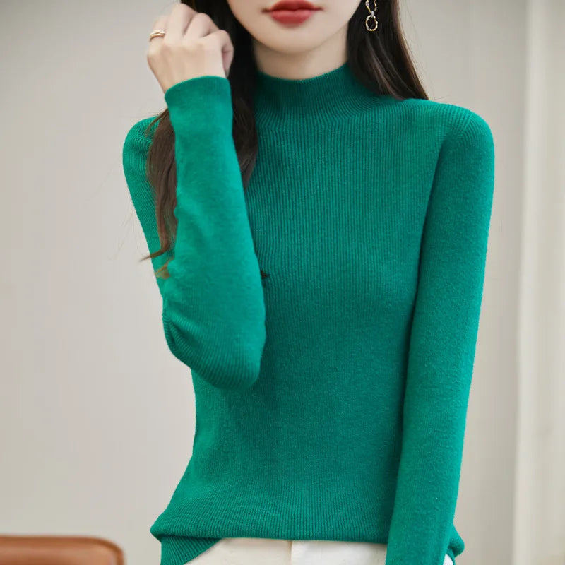 thickened seamless one-piece garment women's half-high collar
