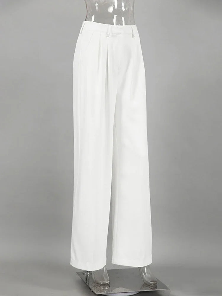 Pantalon taille haute pour femme avec poche,
