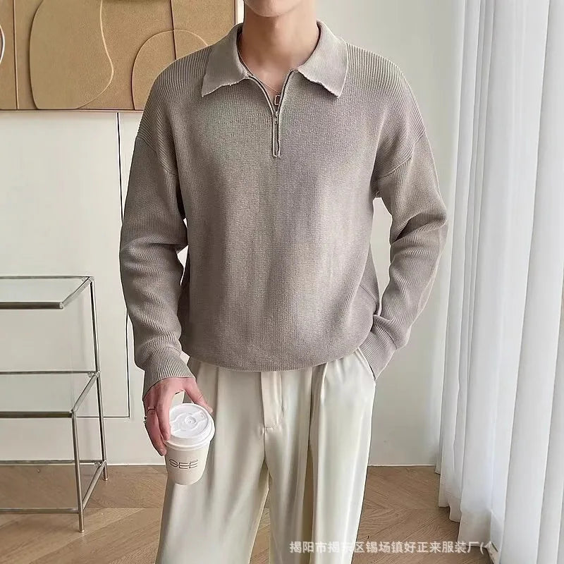 Pull tricoté à col ras du cou pour homme